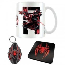 Set Marvel Spider-Man Miles Morales Web Glitch Mug + Sous-Verre + Porte-Clés 