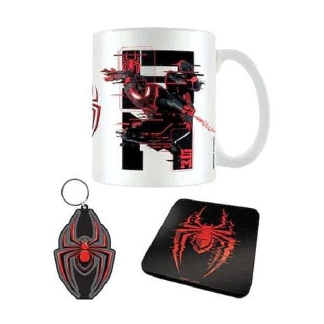 Set Marvel Spider-Man Miles Morales Web Glitch Mug + Sous-Verre + Porte-Clés 